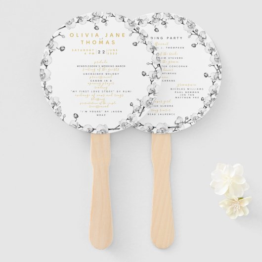Elegant Romantic Classy Chic Floral Gold Wedding Handwaaier (Voorkant en achterkant)