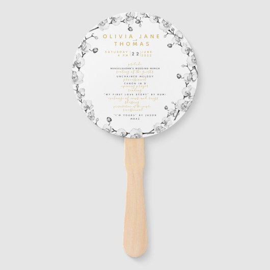 Elegant Romantic Classy Chic Floral Gold Wedding Handwaaier (Voorkant)