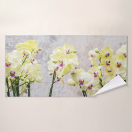 Elegant Romantic Cream & Lila Orchids Badhanddoek