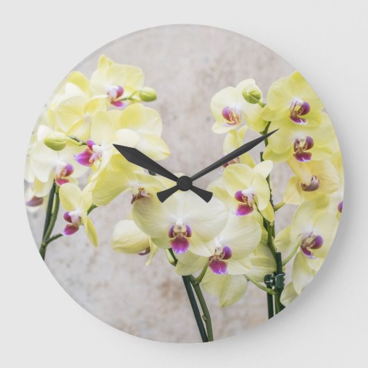 Elegant Romantic Cream & Lila Orchids Grote Klok (Voorkant)