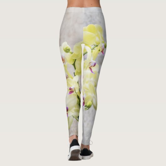 Elegant Romantic Cream & Lila Orchids Leggings (Achterkant)