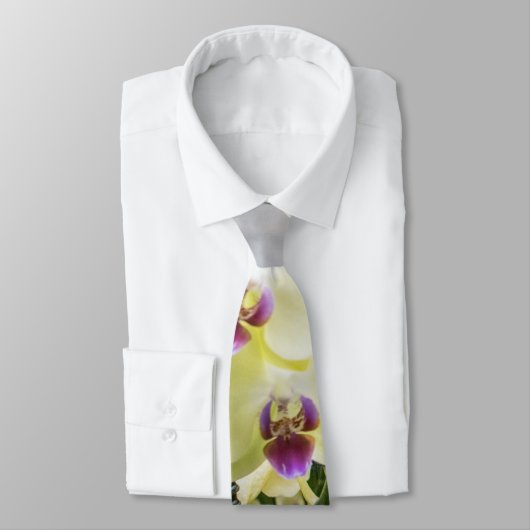 Elegant Romantic Cream & Lila Orchids Stropdas (Gebonden)