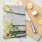 Elegant Romantic Cream & Lila Orchids Theedoek (Quarter Fold)