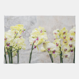 Elegant Romantic Cream & Lila Orchids Theedoek