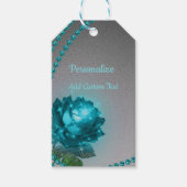 Elegant Romantic Crystal Blue Roos Pearls Chic Cadeaulabel (Voorkant)