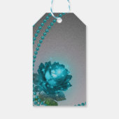 Elegant Romantic Crystal Blue Roos Pearls Chic Cadeaulabel (Achterkant)