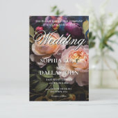 Elegant romantic dark moody floral Wedding Kaart (Staand voorkant)