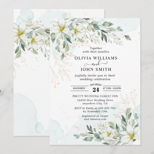 Elegant Romantic Eucalyptus Greenery - F001 Invita Kaart (Voorkant / Achterkant)