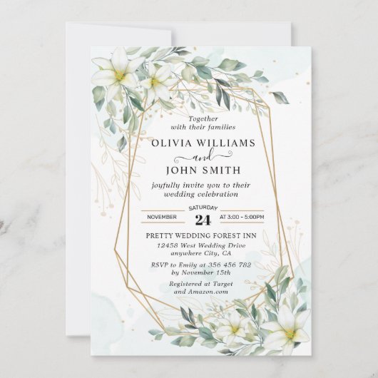Elegant Romantic Eucalyptus Greenery - F001 Invita Kaart (Voorkant)