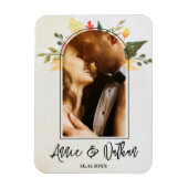 Elegant Romantic Floral Arch Script Photo Weddensc Magneet (Verticaal)