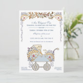 Elegant Romantic Floral Baby Buggy Shower Kaart (Staand voorkant)