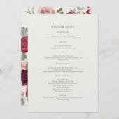Elegant Romantic Floral Dinner Menu (Voorkant / Achterkant)