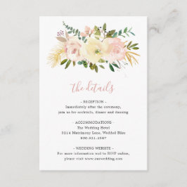 Elegant Romantic Floral Gold Blush Pink Weddenscha Informatiekaartje