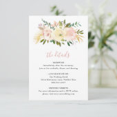 Elegant Romantic Floral Gold Blush Pink Weddenscha Informatiekaartje (Staand voorkant)