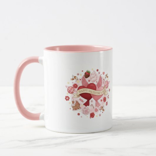 Elegant Romantic Floral Heart Coffee Mug Mok (Links)