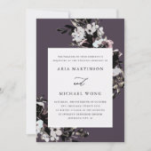 Elegant Romantic Floral Paars Wedding Kaart (Voorkant)