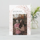 Elegant Romantic Floral Roos Gold Wreath Wedding Save The Date (Staand voorkant)