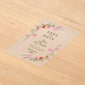 Elegant Romantic Floral slaat de datum op Acryl Uitnodigingen (Laagn)