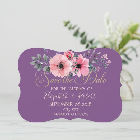 Elegant Romantic Floral slaat de datum op Save The Date (Staand voorkant)