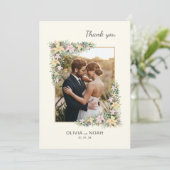 Elegant Romantic Floral Thank You Photo Save The Date (Staand voorkant)
