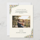 Elegant Romantic Floral Thank You Photo Save The Date (Achterkant)