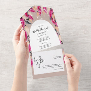 Elegant Romantic Floral Waterverf Art All In One Uitnodiging