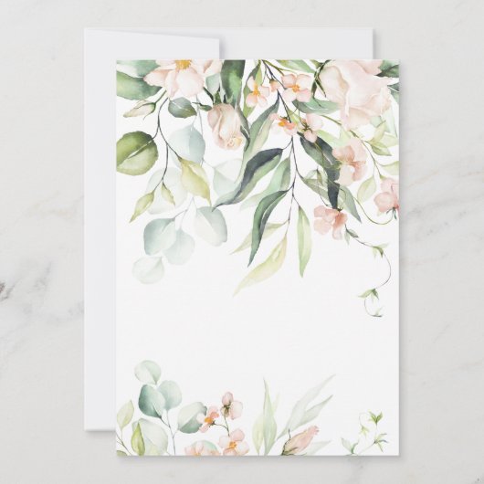 Elegant Romantic Floral Waterverf Blush Script Save The Date (Achterkant)