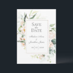 Elegant Romantic Floral Waterverf Blush Script Save The Date<br><div class="desc">Romantic waterverf roze bloemen met script maken een mooie "save the date" voor je speciale dag.</div>