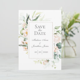 Elegant Romantic Floral Waterverf Blush Script Save The Date