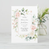 Elegant Romantic Floral Waterverf Script Wedding Kaart (Staand voorkant)