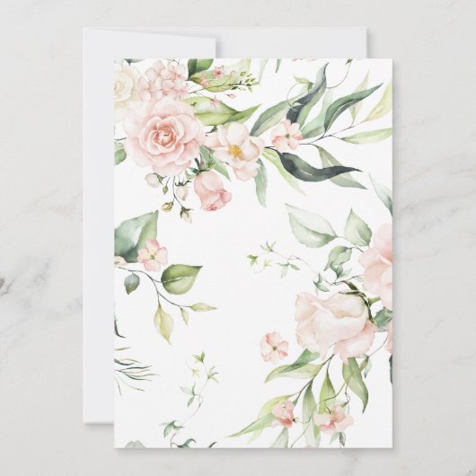 Elegant Romantic Floral Waterverf Script Wedding Kaart (Achterkant)