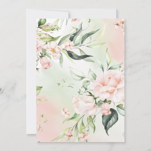 Elegant Romantic Floral Waterverf Script Wedding Kaart (Achterkant)