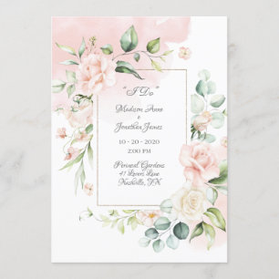 Elegant Romantic Floral Waterverf Script Wedding Kaart
