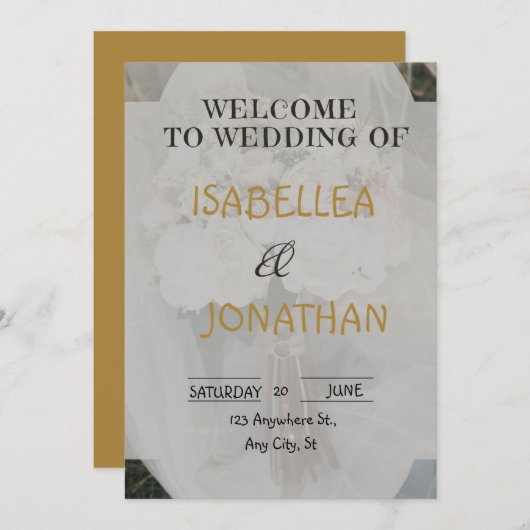 Elegant Romantic Floral Wedding Invitation Kaart (Voorkant / Achterkant)