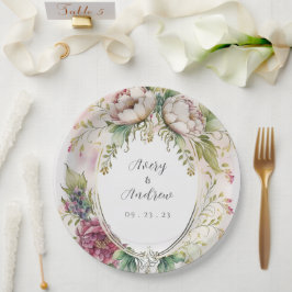 Elegant Romantic Floral Wedding Papieren Bordje