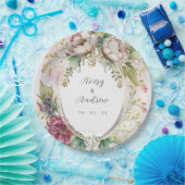 Elegant Romantic Floral Wedding Papieren Bordje (Feest)