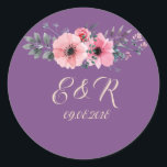 Elegant Romantic Floral Wedding Ronde Sticker<br><div class="desc">Elegant chic floral bruiloft sticker.</div>