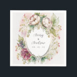 Elegant Romantic Floral Wedding Servet<br><div class="desc">Elegant roze blozen,  groen,  burgundy tones floreren romantische kreet. Ideaal voor uw vrijgezellenfeest tafel of ontvangst. 100% klanttevredenheid met "Zazzle"</div>