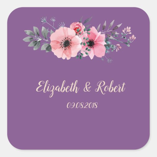 Elegant Romantic Floral Wedding Sticker (Voorkant)