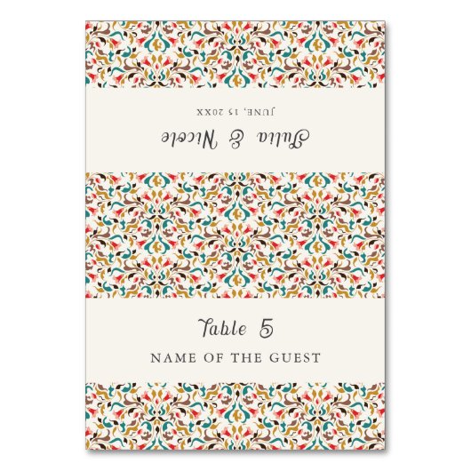 Elegant Romantic Floral Wreath Wedding Place Card Kaart (Voorkant)