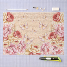 Elegant Romantic Florals & Butterflies Decoupage Tissuepapier