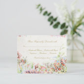 elegant romantic florals river chateau wedding RSVP kaartje (Staand voorkant)
