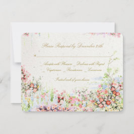 elegant romantic florals river chateau wedding RSVP kaartje