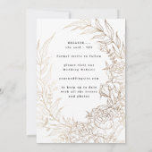 Elegant Romantic Flower Wreath Gold Weduwfoto Save The Date (Achterkant)