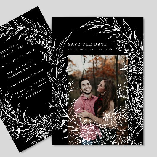 Elegant Romantic Flower Wreath White Weduwfoto Save The Date