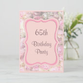 Elegant & Romantic Framed Bouquet 65th Birthday Kaart (Staand voorkant)