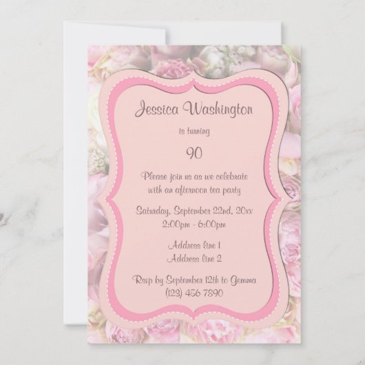 Elegant & Romantic Framed Bouquet 90th Birthday Kaart (Achterkant)