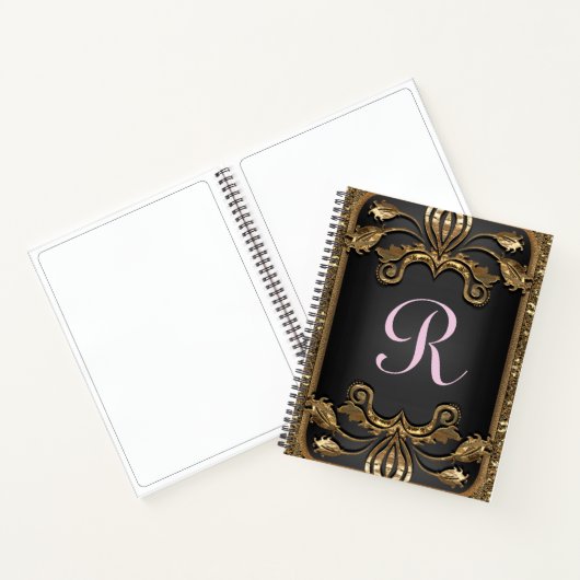 Elegant Romantic Girly Sentarce Monogram Notitieboek (Binnen)
