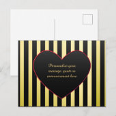 Elegant & Romantic Gold Black Stripe Heart Aankondigingskaart (Voorkant / Achterkant)