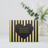 Elegant & Romantic Gold Black Stripe Heart Aankondigingskaart (Staand voorkant)